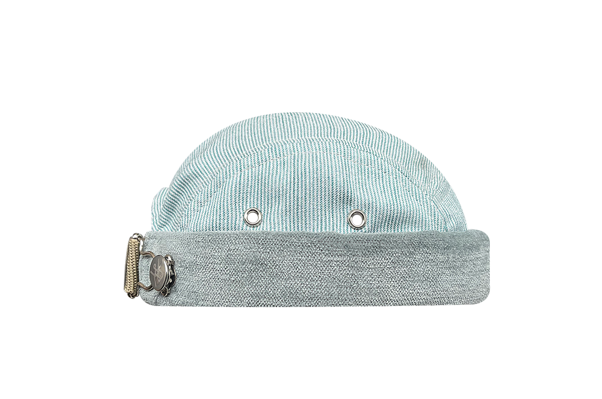 docker bonnet court miki breton five panel upcycling  artisanal vert anis tendance  made in france 
