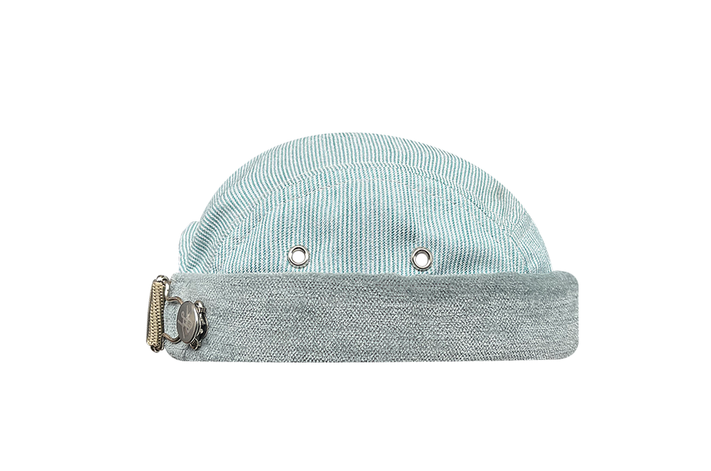 docker bonnet court miki breton five panel upcycling  artisanal vert anis tendance  made in france 
