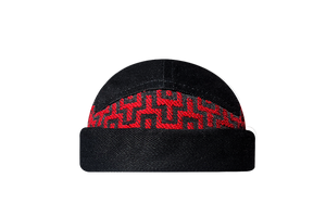 docker bonnet court miki breton five panel upcycling  artisanal bleu motif fleur été made in france 
